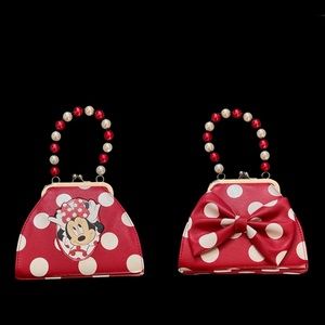❤️🤍❤️🤍 Minnie Mouse Disney Clasp Enclosure Purse with Bead Handle 🤍❤️🤍❤️